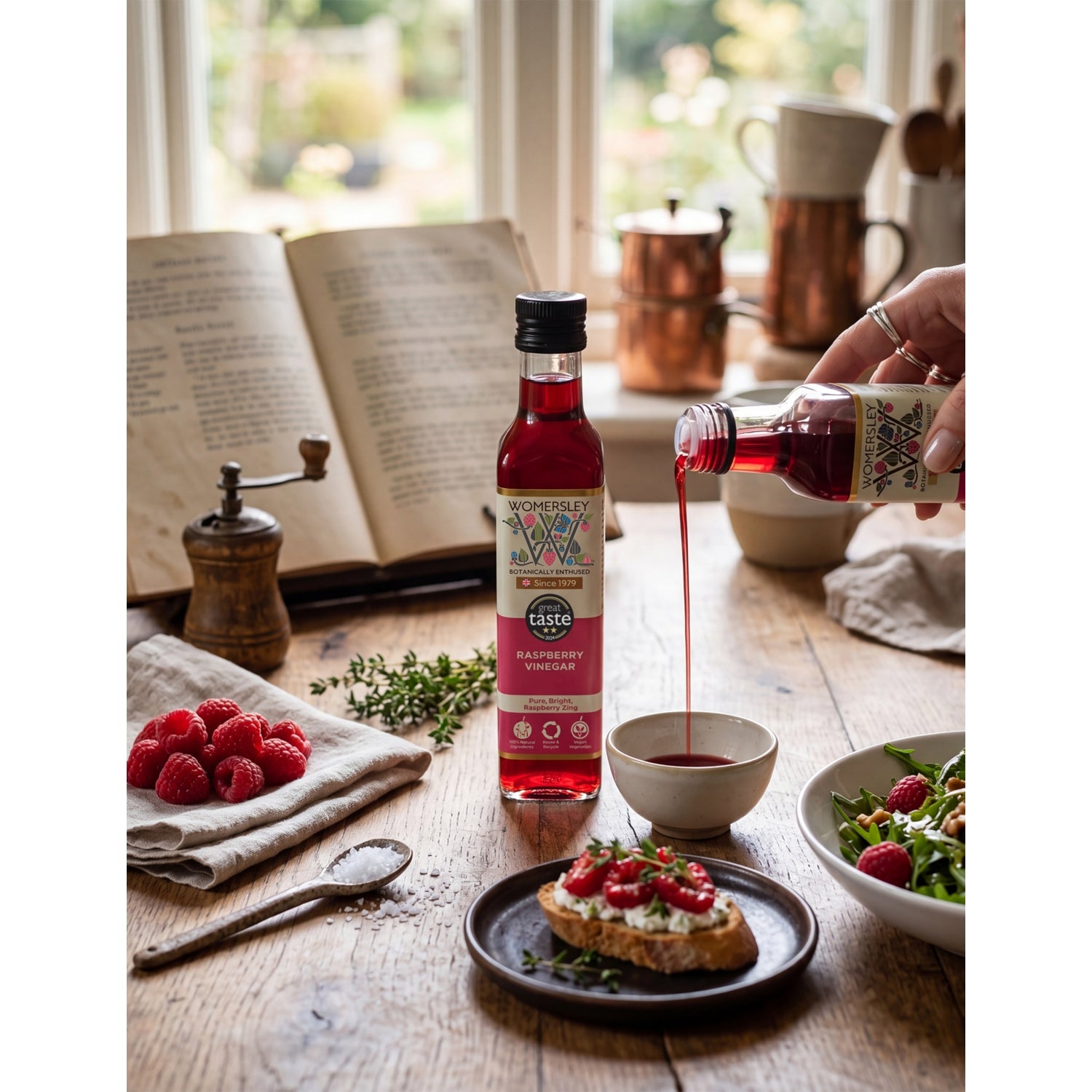 Womersley raspberry and apache chilli vinegar 250ml, UK version