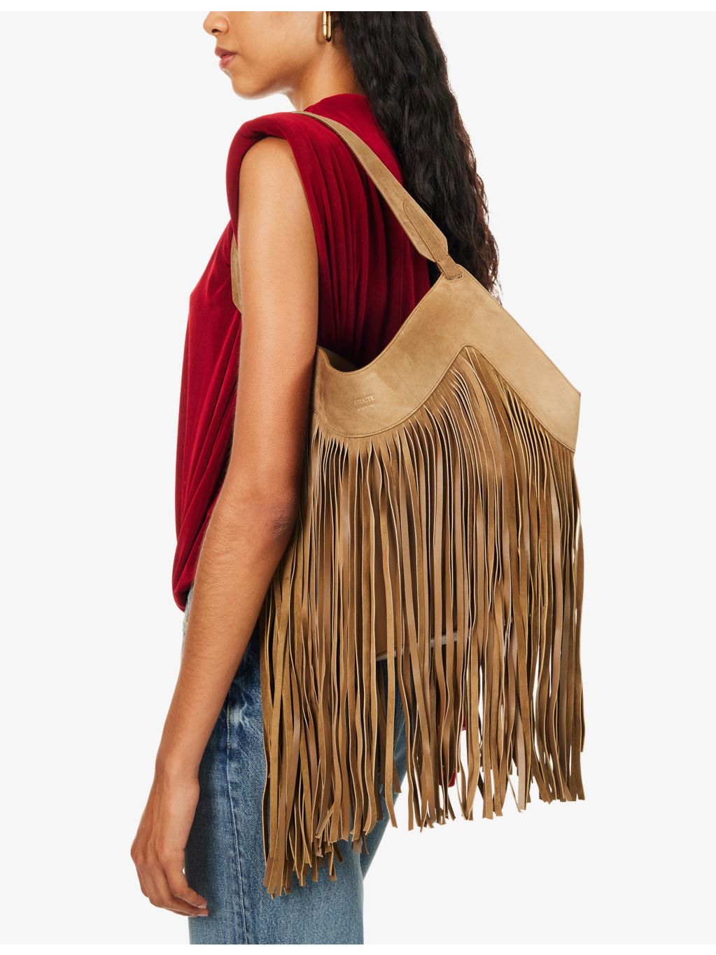 KHAITE Lotus small fringed suede tote bag - British product