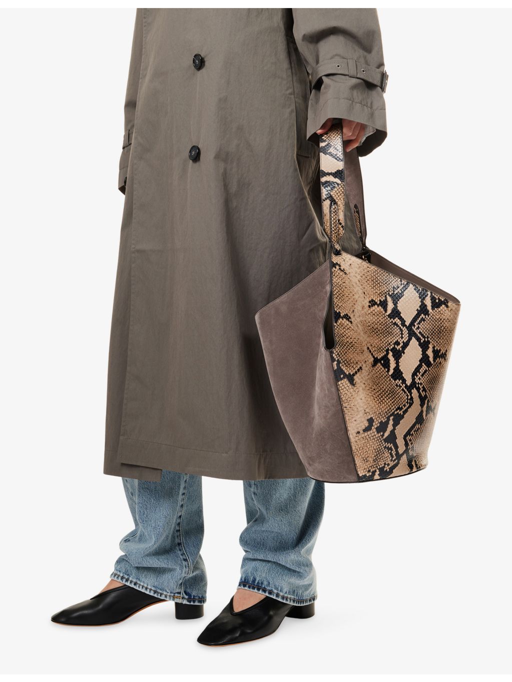 KHAITE Lotus small tote with snakeskin print, UK version