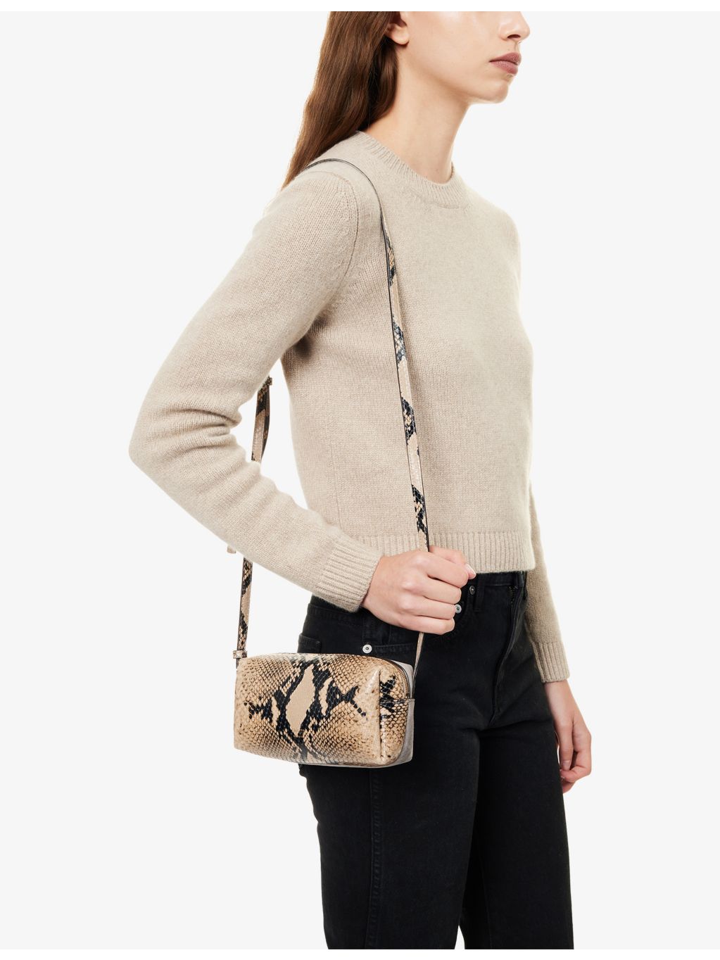 KHAITE Kye mini leather crossbody bag with python print - British product
