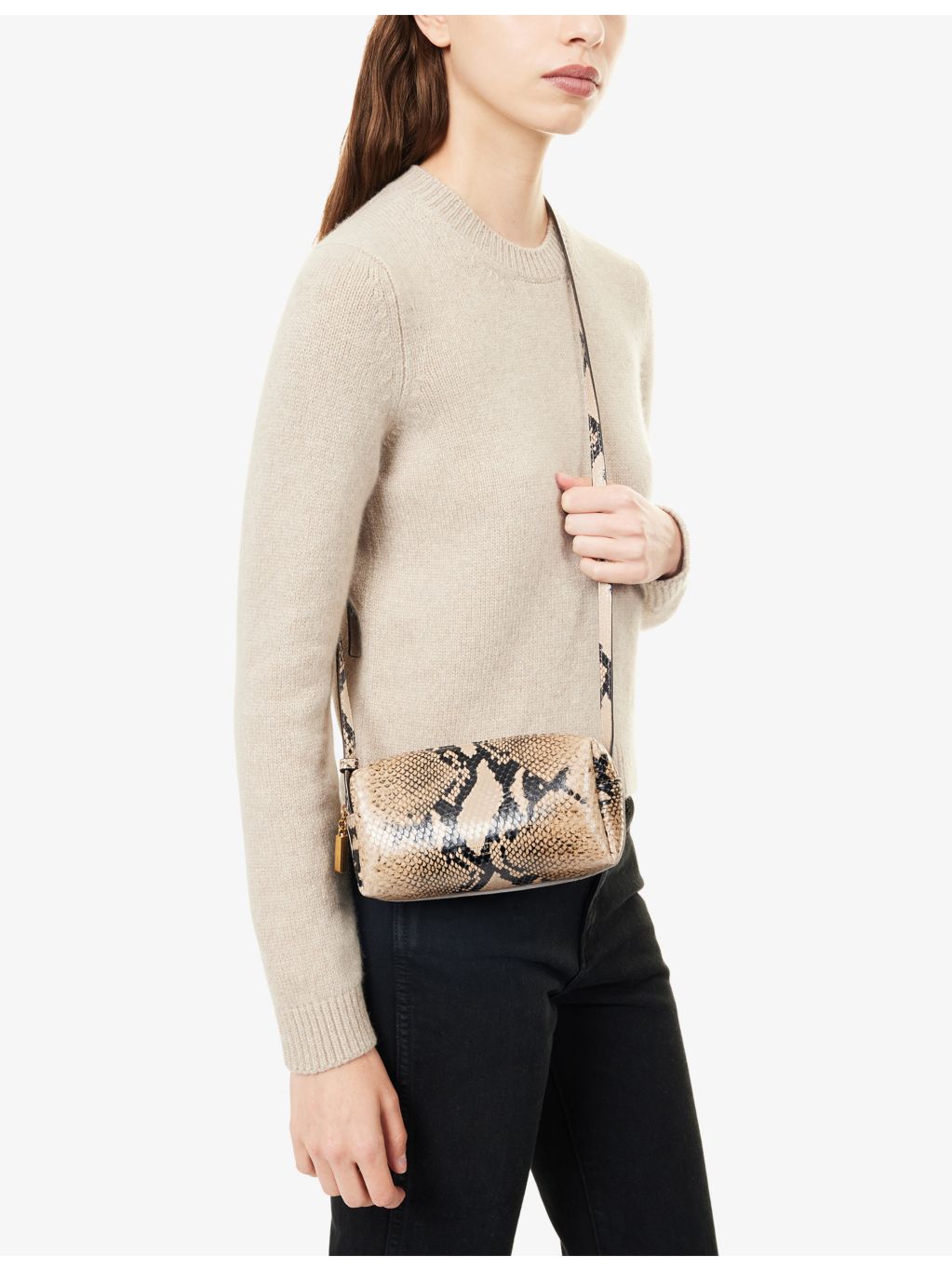 KHAITE Kye mini leather crossbody bag with python print - British product