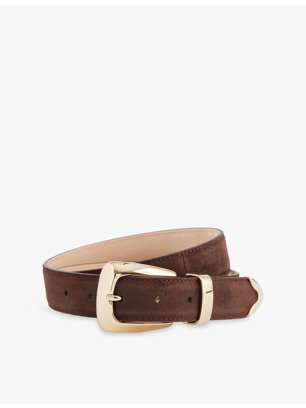 KHAITE Benny gold-tone buckle leather belt, imported from the UK