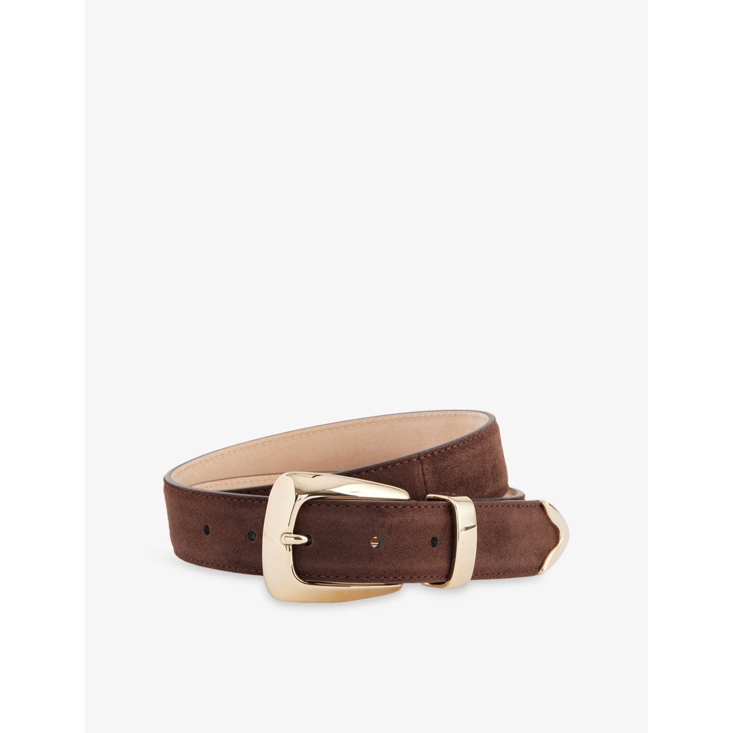 KHAITE Benny gold-tone buckle leather belt, imported from the UK