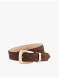KHAITE Benny gold-tone buckle leather belt, imported from the UK