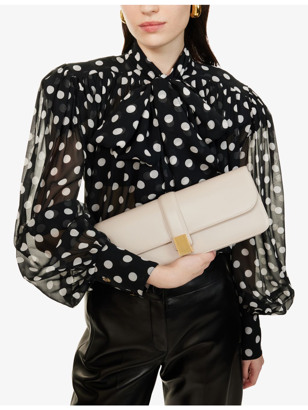 KHAITE Blake leather clutch with front hardware clasp (British brand)