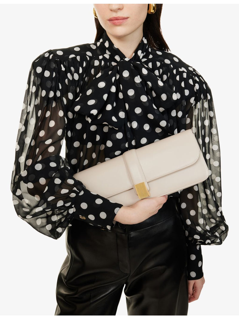 KHAITE Blake leather clutch with front hardware clasp (British brand)