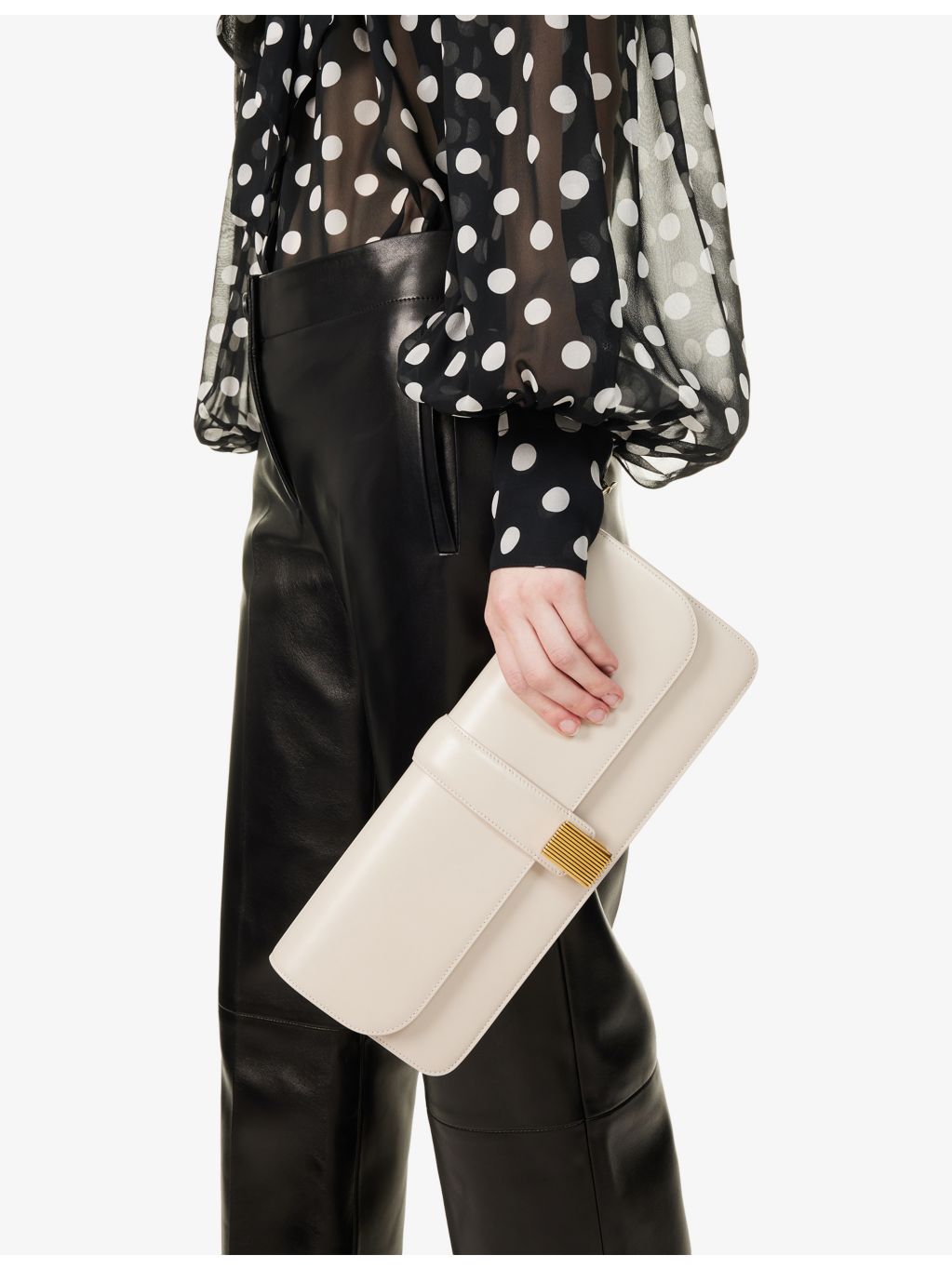 KHAITE Blake leather clutch with front hardware clasp (British brand)