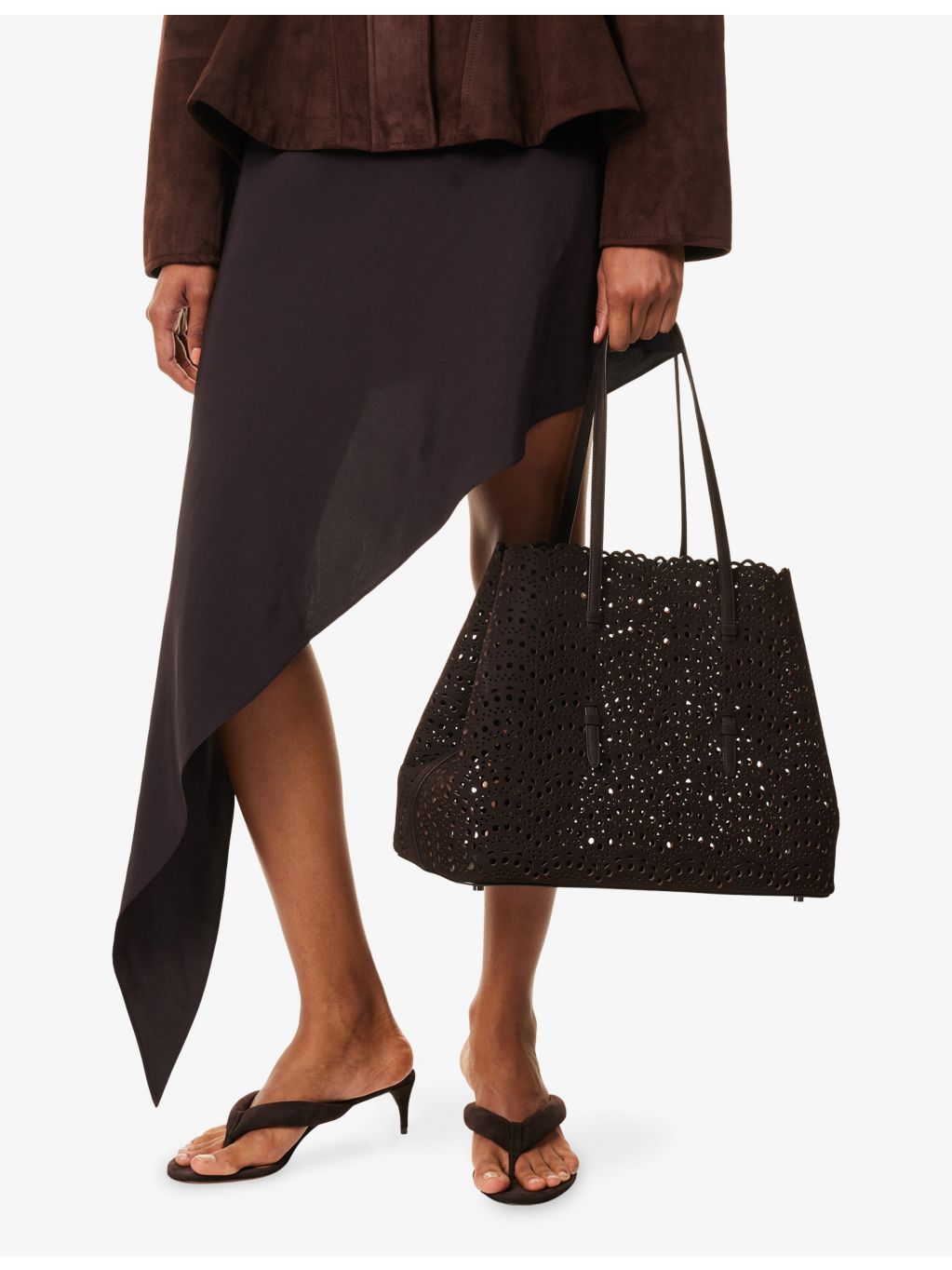 Alaia Mina 37 suede handbag, UK version