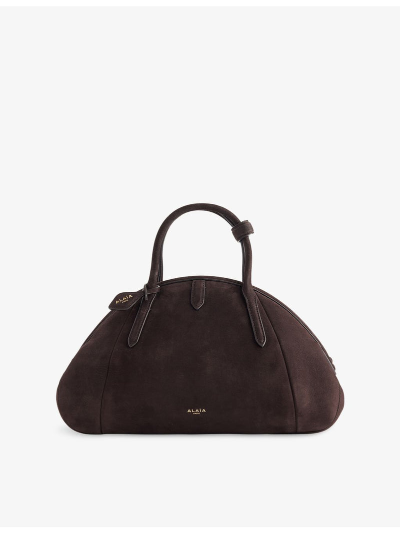 Alaïa small suede top-handle bag with curved shape, UK version
