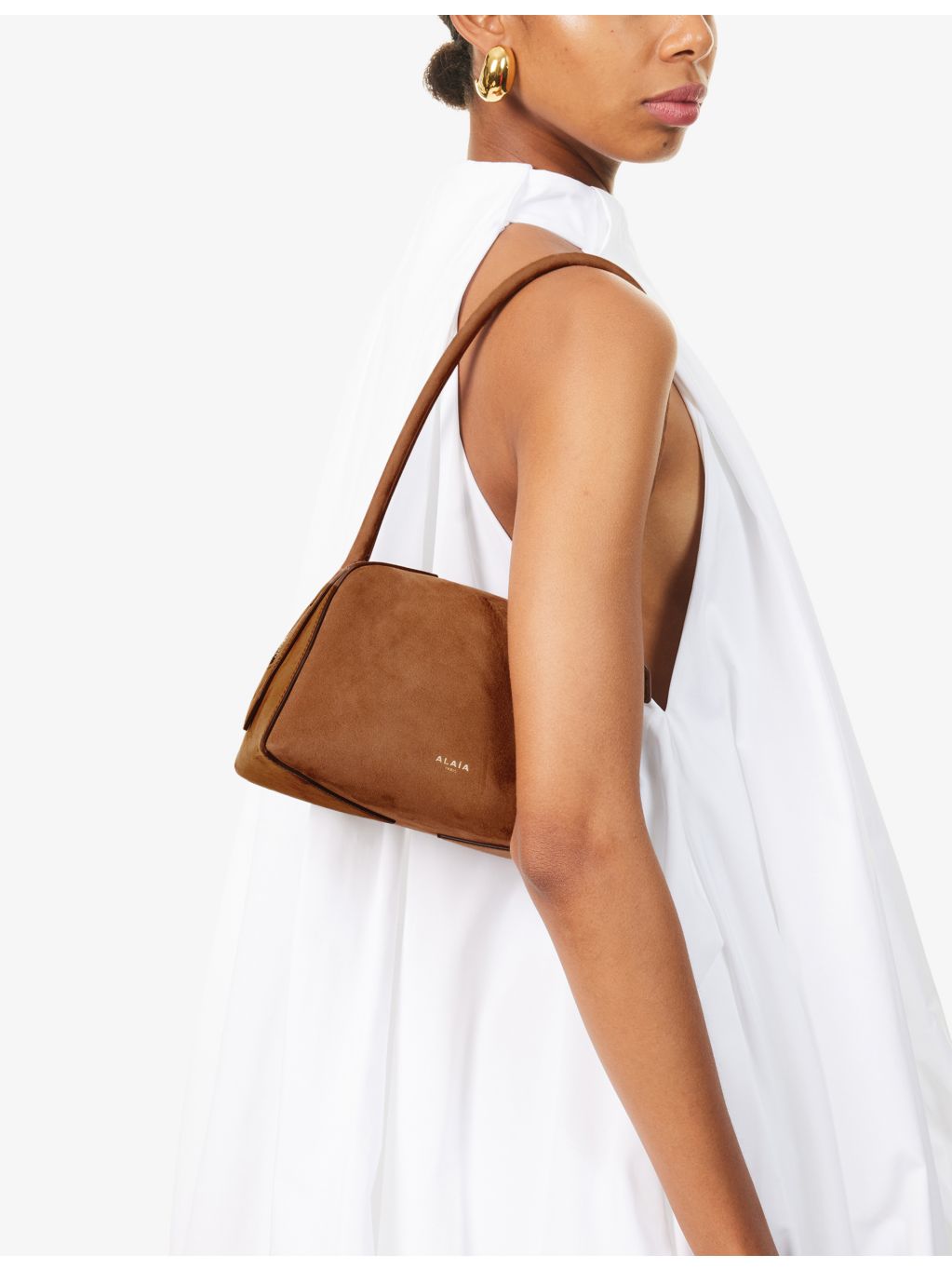 Alaïa small structured suede shoulder bag (British brand)