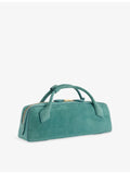 Alaïa suede clutch bag with gold-toned hardware, imported from the UK