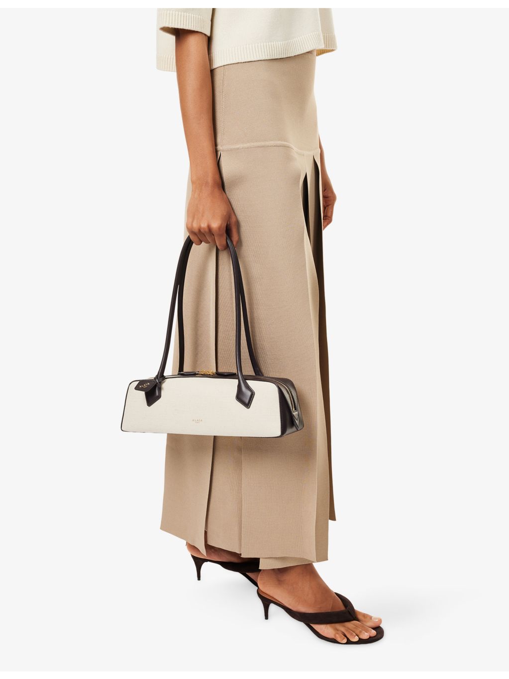Alaïa Le Teckel medium leather and canvas shoulder bag (British brand)