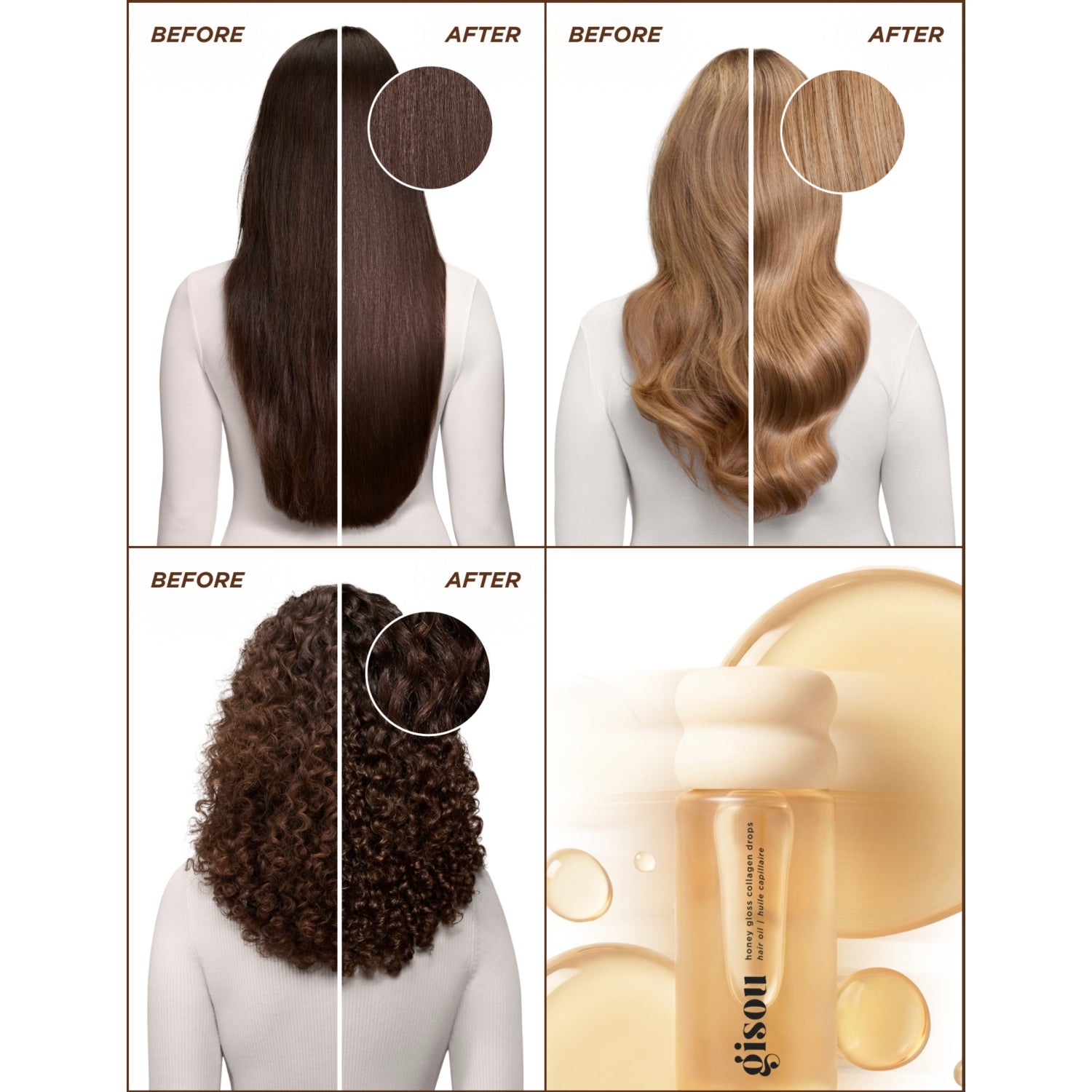 Gisou Honey Gloss Collagen Drops hair oil 20ml (British brand)