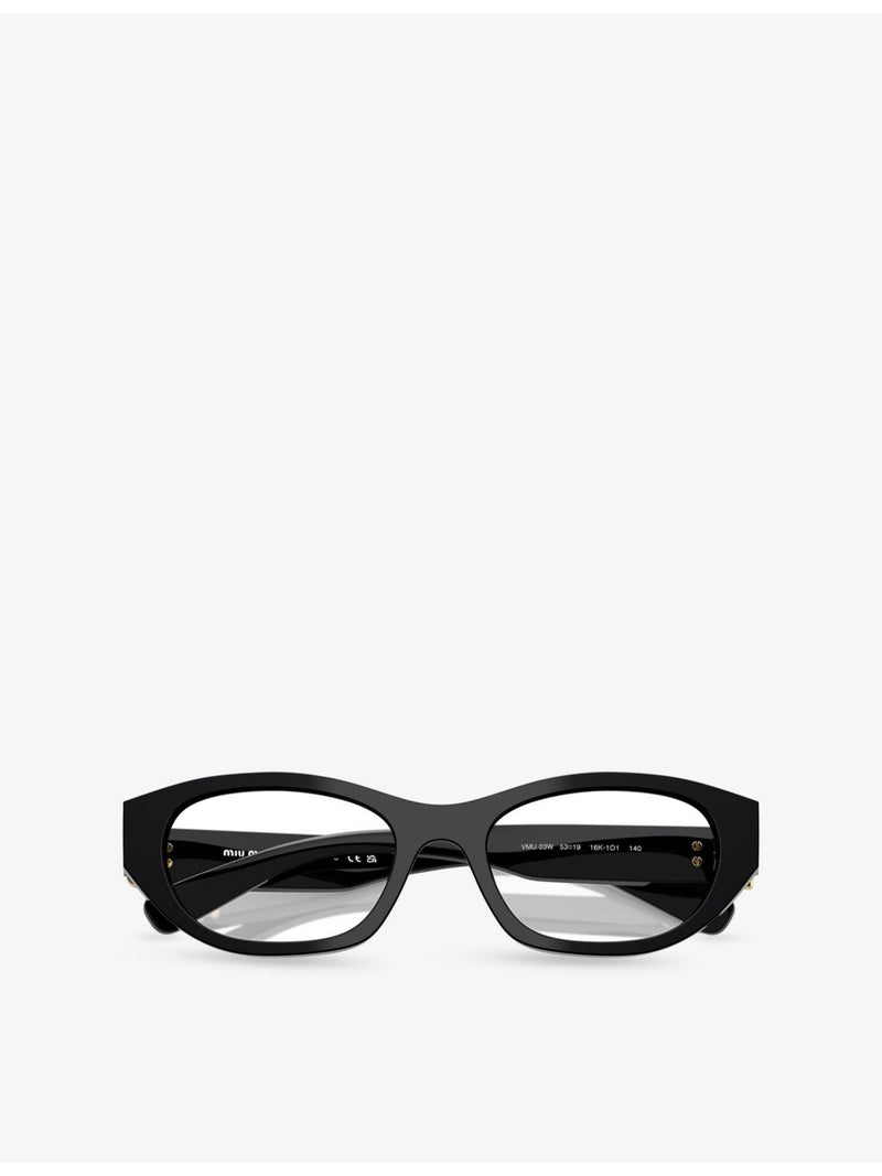 Miu Miu MU 03WV acetate eyeglasses with irregular frame (British brand)