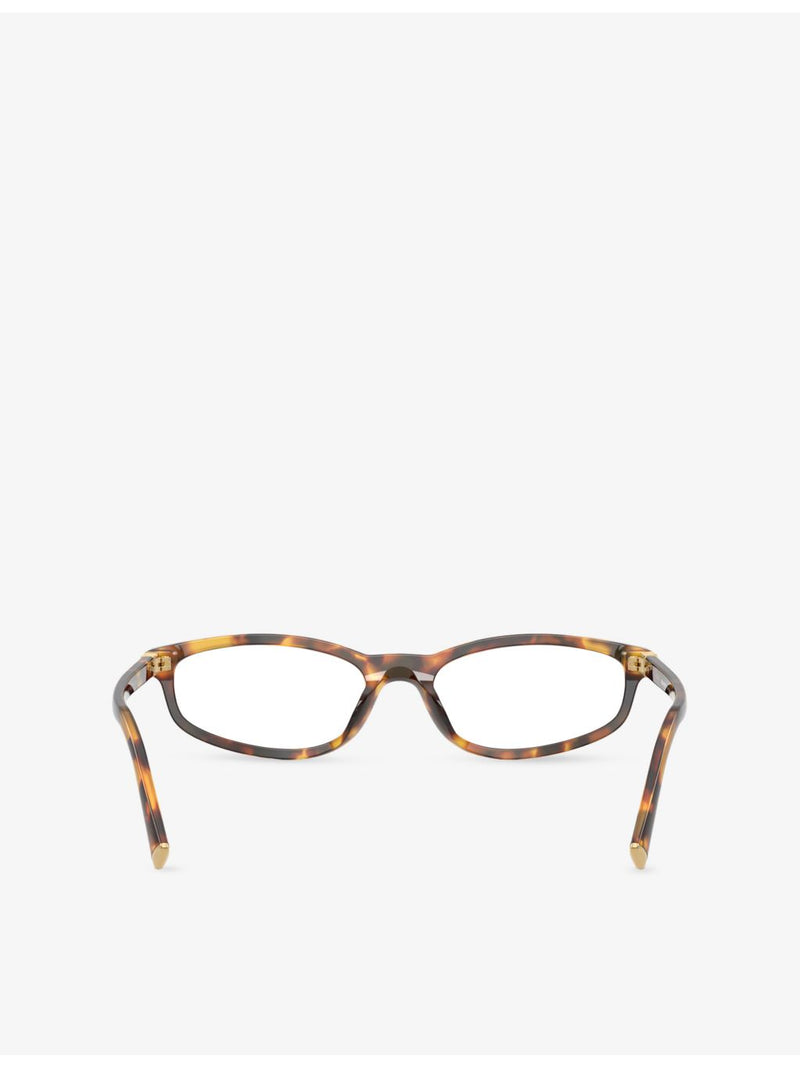 Miu Miu oval-frame acetate eyeglasses in tortoiseshell - British product