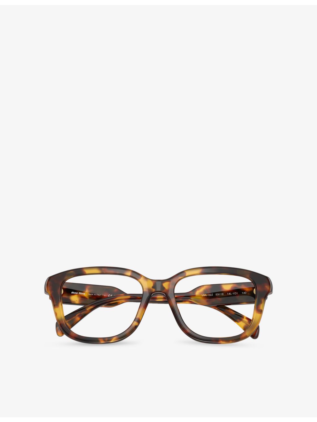 Miu Miu square-frame acetate eyeglasses in tortoiseshell MU 02ZV (British brand)