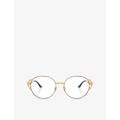 selfridges Versace VE1320 Round-Frame Metal Optical Glasses- Buy online at McGrocer