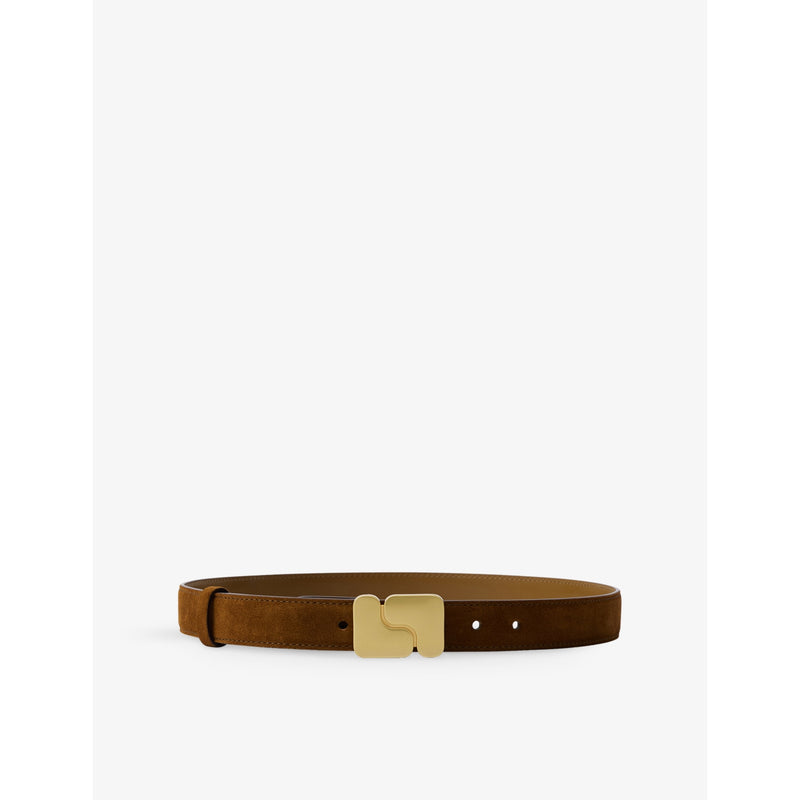 Ninon Branded-Buckle Suede Belt - S