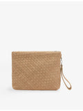 Whistles Avah suede clutch bag with wristlet strap, imported from the UK