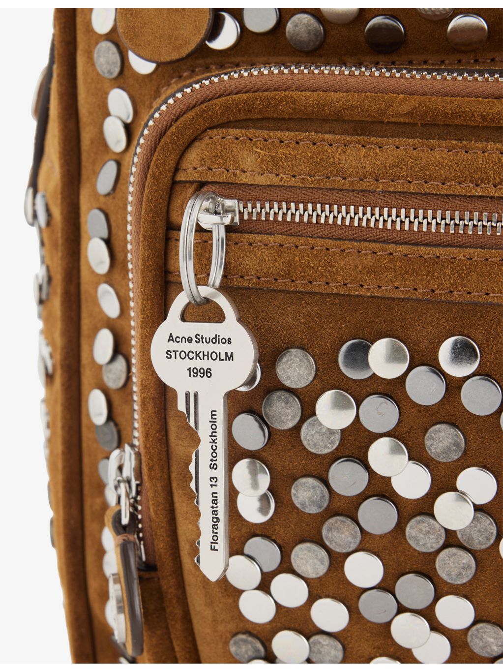 Acne Studios suede shoulder bag with rivet embellishments, UK version
