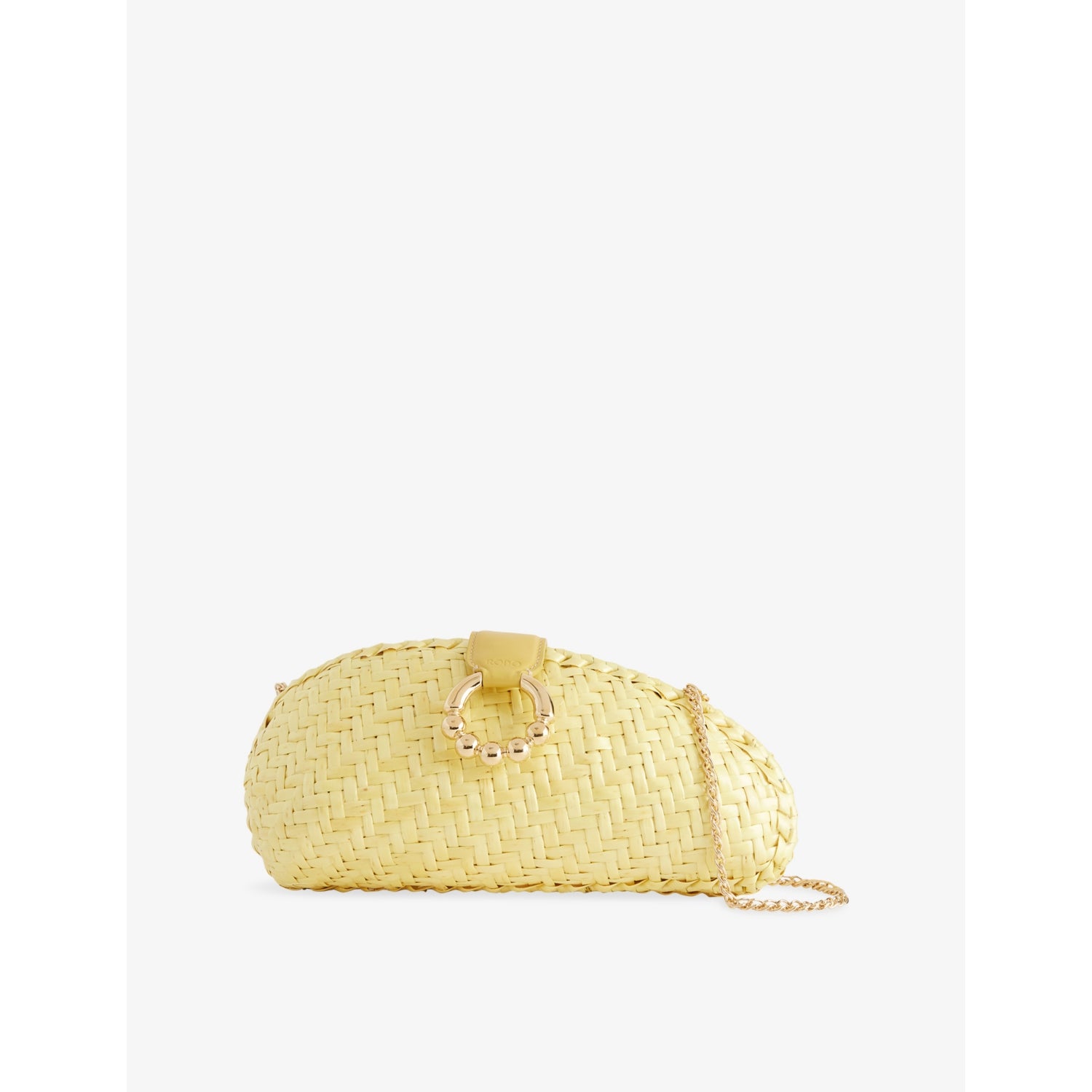Willow Chain Strap Woven Clutch Bag - MUSTARD