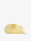 Rodo Willow raffia and leather clutch bag with chain strap - British product