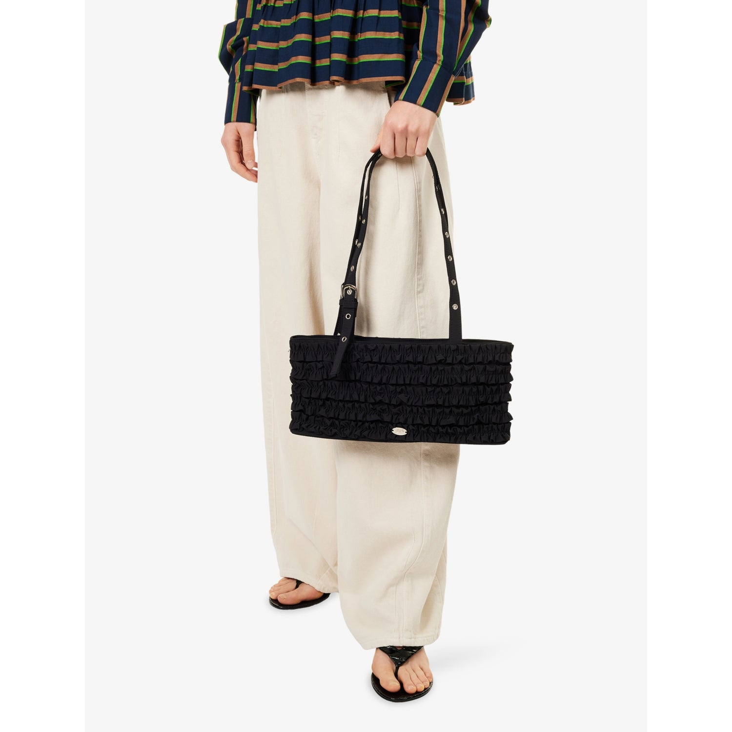 Damson Madder Sophia ruffle woven shoulder bag (British brand)