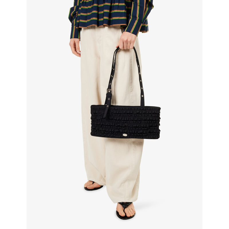 Damson Madder Sophia ruffle woven shoulder bag (British brand)