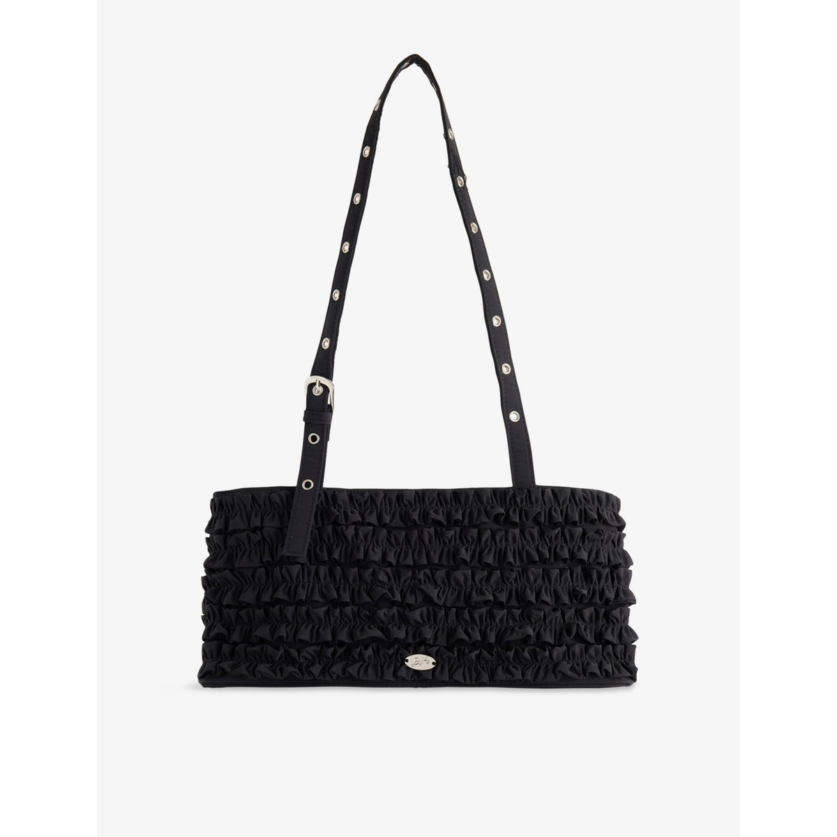 Damson Madder Sophia ruffle woven shoulder bag (British brand)