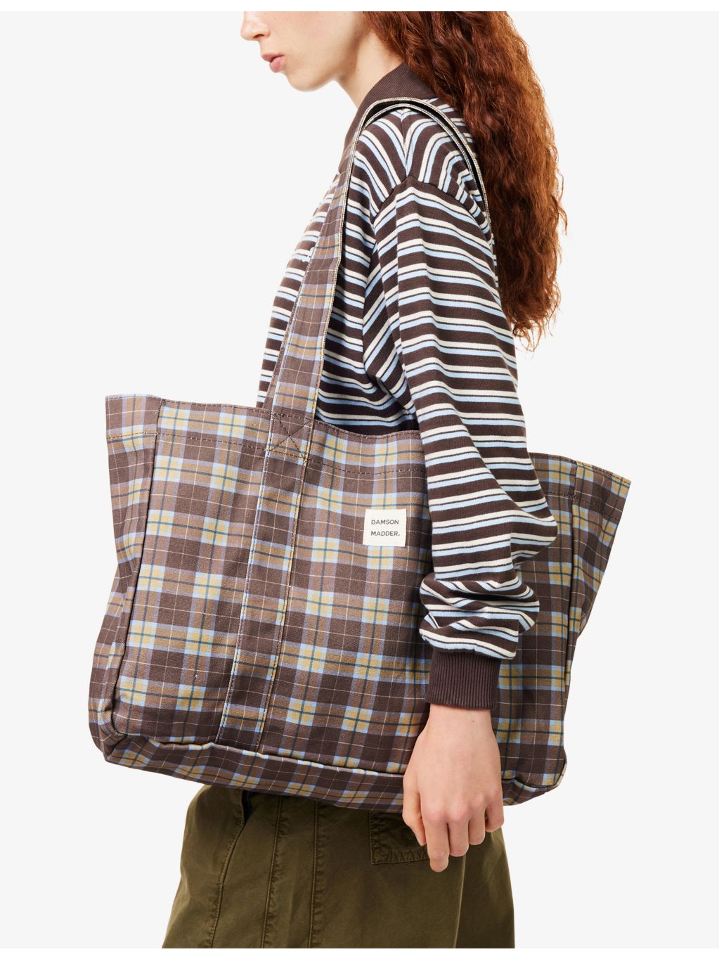 Damson Madder check cotton-canvas tote bag, UK version