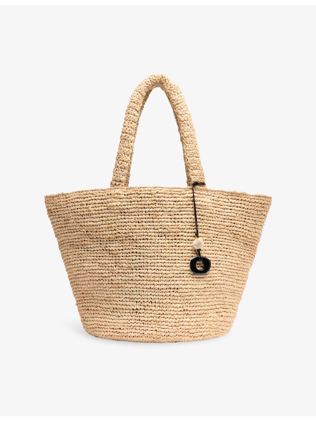 Whistles straw tote bag with charm embellishment - British product