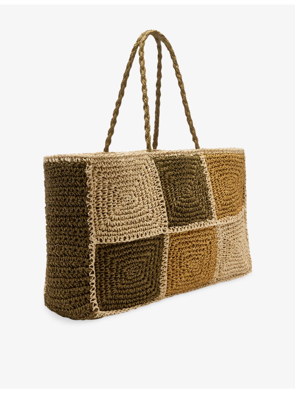 Whistles 100% straw patchwork tote bag (British brand)