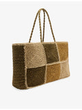 Whistles 100% straw patchwork tote bag (British brand)