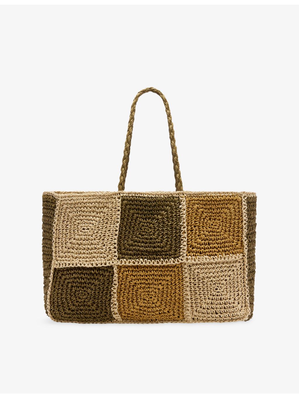 Whistles 100% straw patchwork tote bag (British brand)