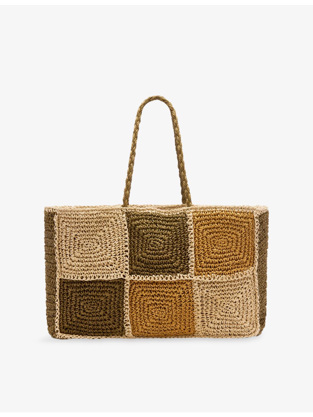 Whistles 100% straw patchwork tote bag (British brand)