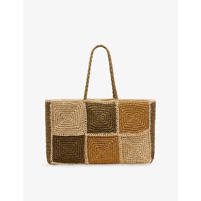 selfridges Whistles Patchwork Straw Tote Bag- Buy online at McGrocer