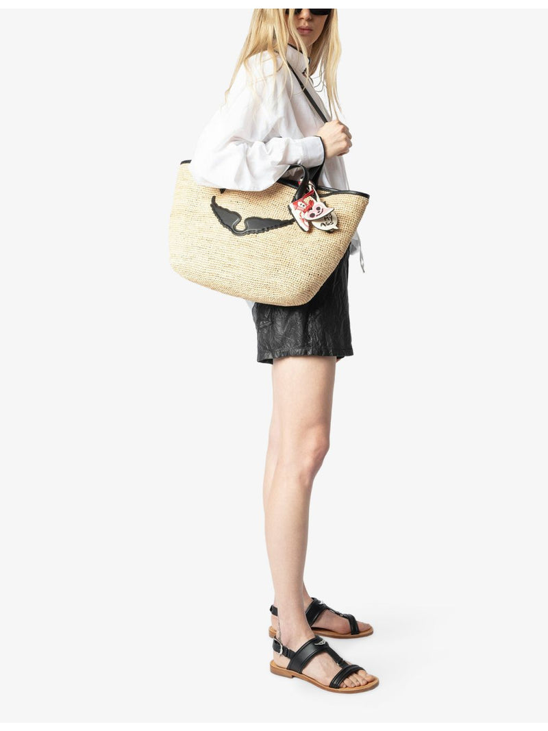 Zadig&Voltaire Wings raffia basket bag with leather straps, UK version