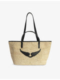 Zadig&Voltaire Wings raffia basket bag with leather straps, UK version