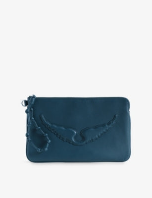 Zadig&Voltaire leather pouch angel embossed 28x17cm, UK version