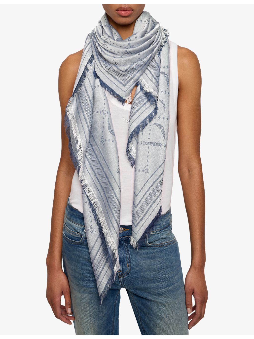 Zadig & Voltaire Liz reversible woven scarf 135cm (British brand)