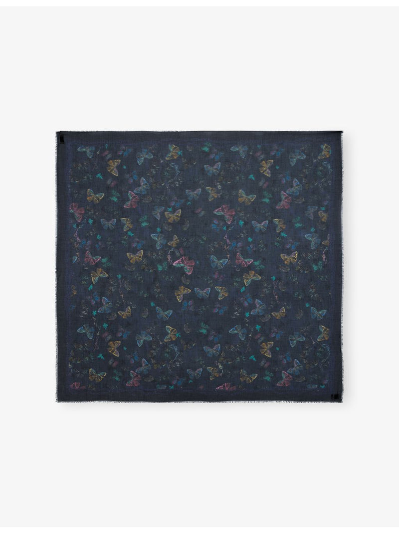 Zadig&Voltaire butterfly-print modal scarf 135cm square (British brand)