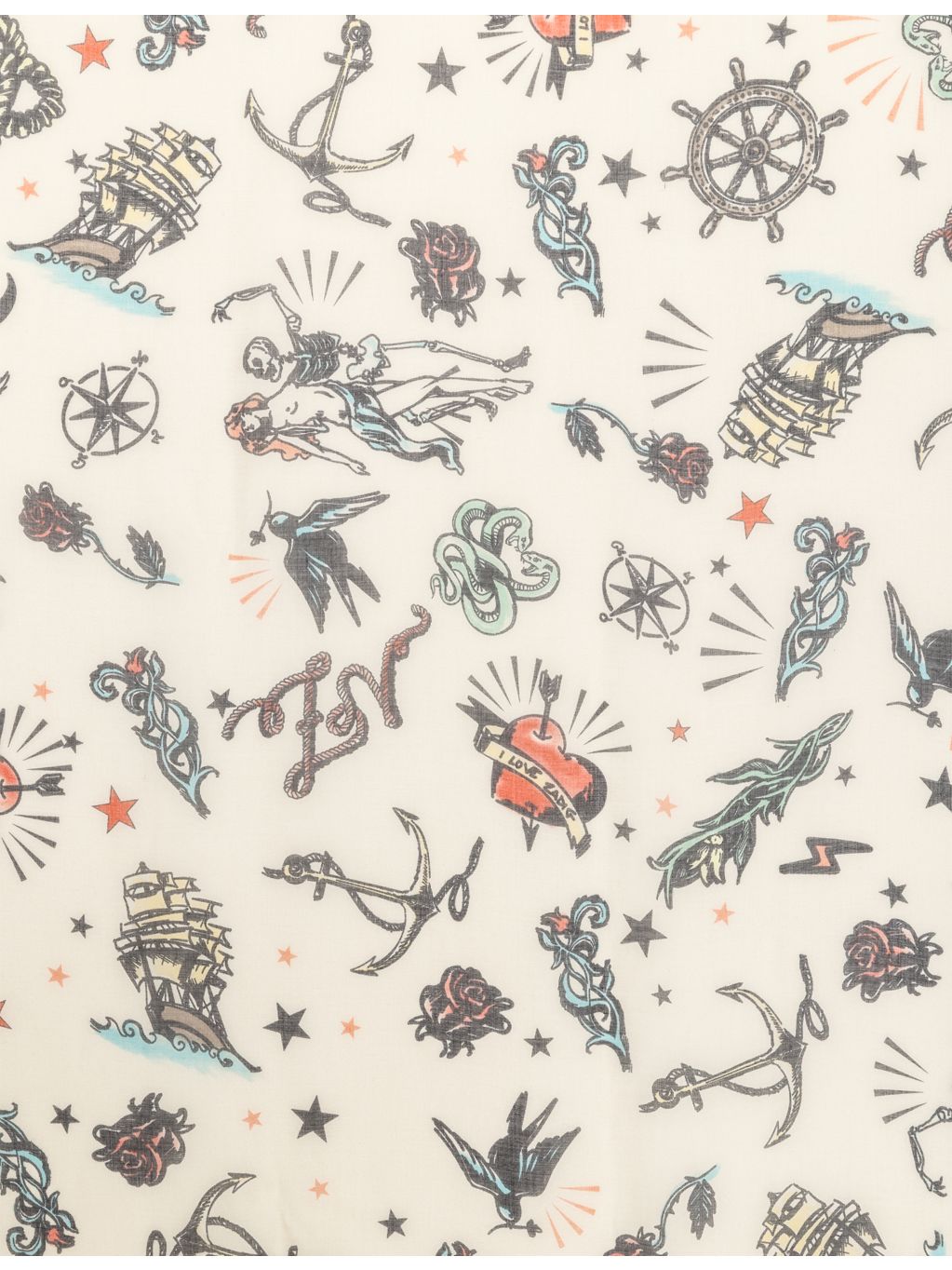 Zadig&Voltaire Kerry tattoo-print modal scarf, imported from the UK