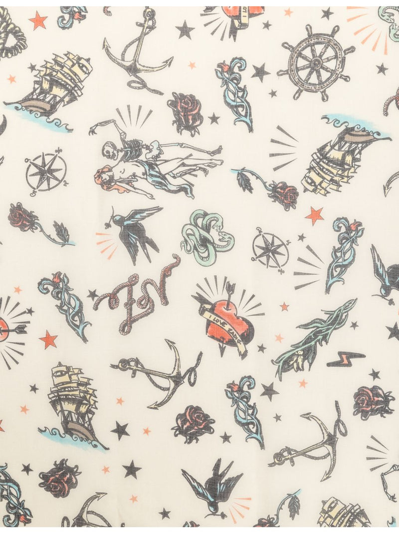 Zadig&Voltaire Kerry tattoo-print modal scarf, imported from the UK