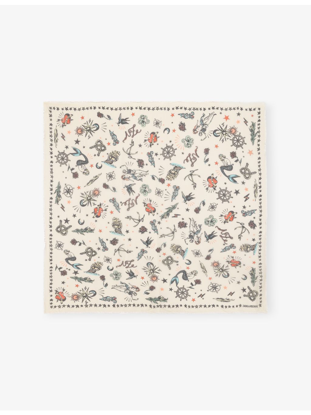Zadig&Voltaire Kerry tattoo-print modal scarf, imported from the UK