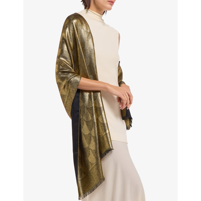 Bvlgari Calla silk and wool blend scarf 140cm - British product