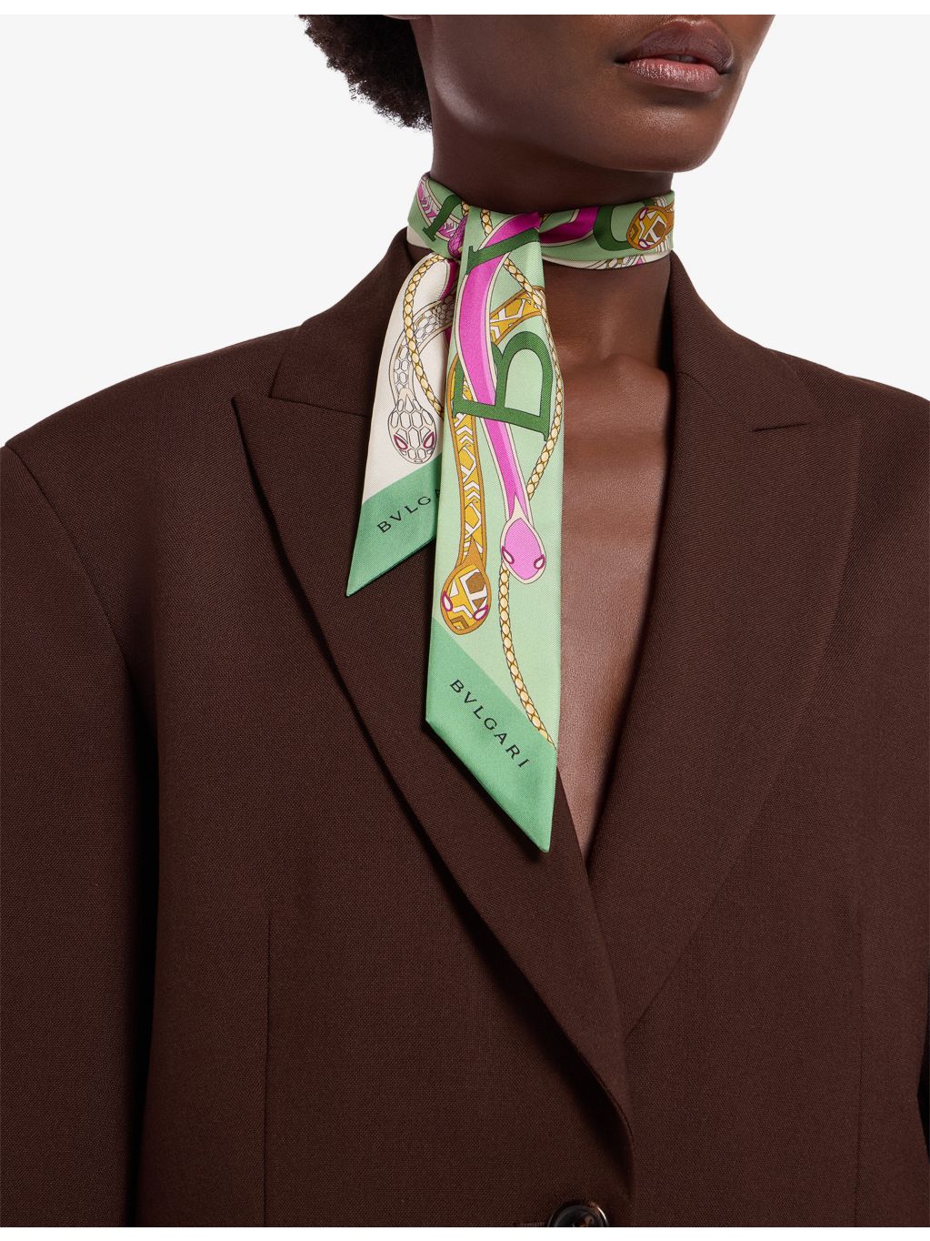 Bvlgari Serpenti Mini Shelley silk-twill scarf, imported from the UK