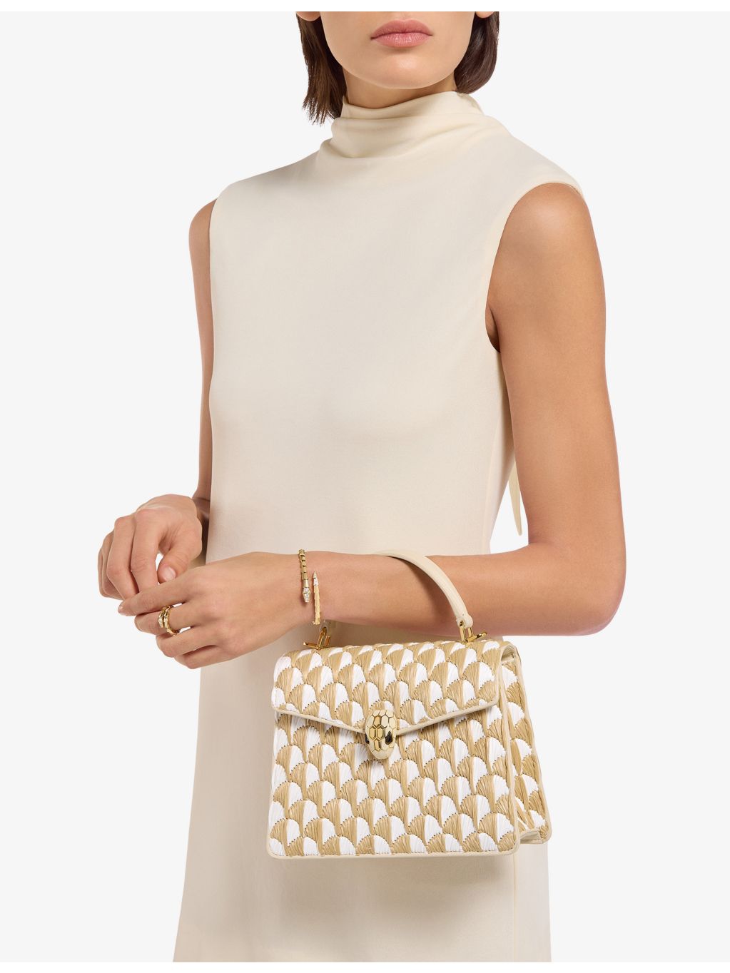 Bvlgari Serpenti Forever raffia top-handle bag medium, UK version