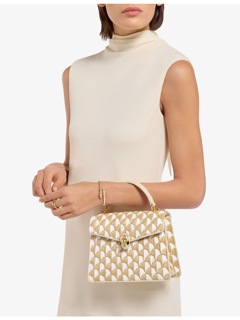 Bvlgari Serpenti Forever raffia top-handle bag medium, UK version