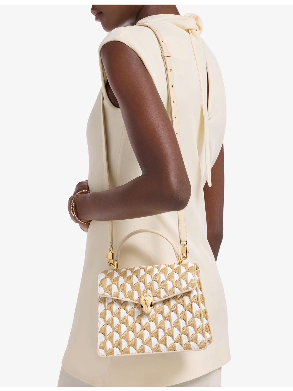 Bvlgari Serpenti Forever raffia top-handle bag medium, UK version