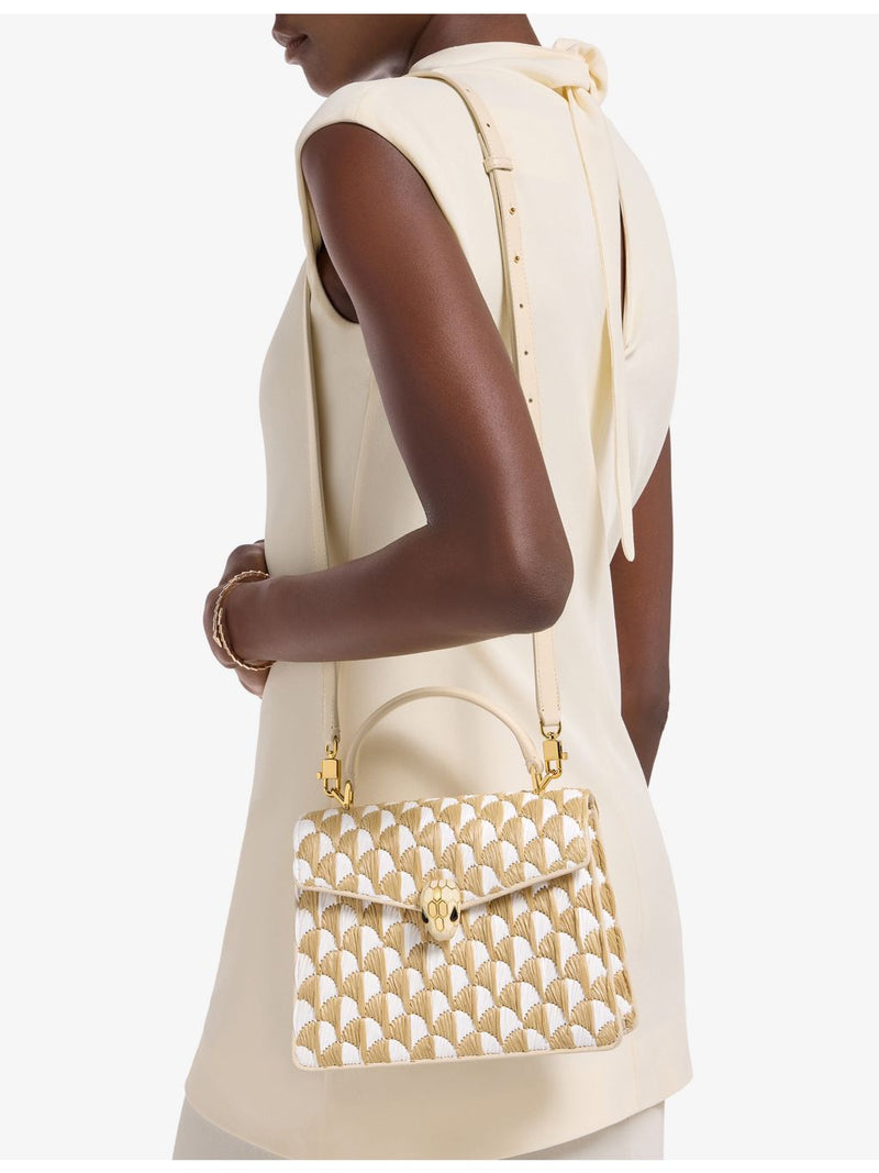 Bvlgari Serpenti Forever raffia top-handle bag medium, UK version
